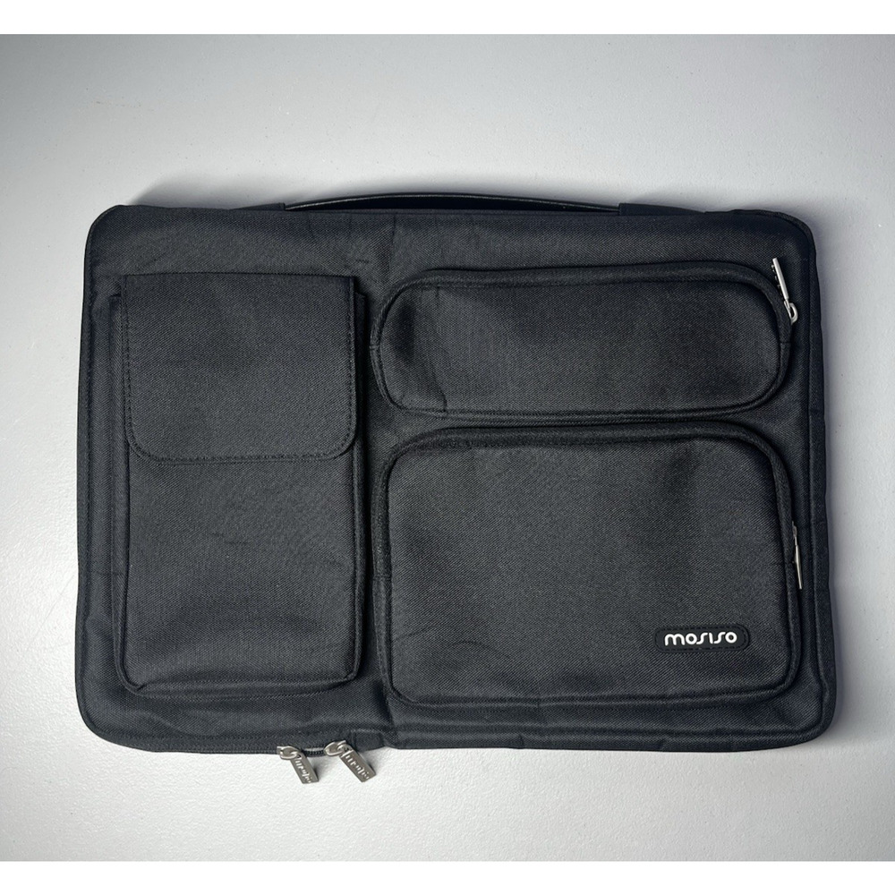 Mosiso Laptop Soft Case Briefcase Top Handle Black Full Zip Cushioned w/ Pockets